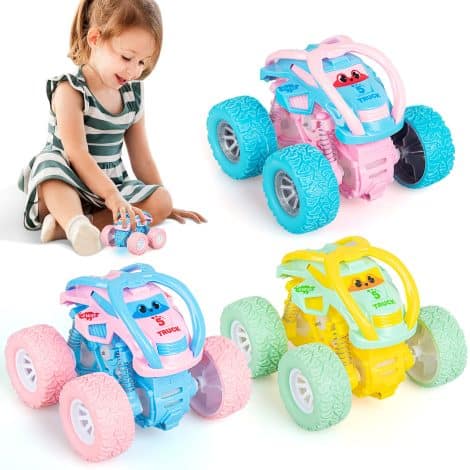 LODBY Car Toys for Girls and Boys, Pull Back Cars for Toddlers, Monster Trucks for Kids. Perfect birthday gifts!