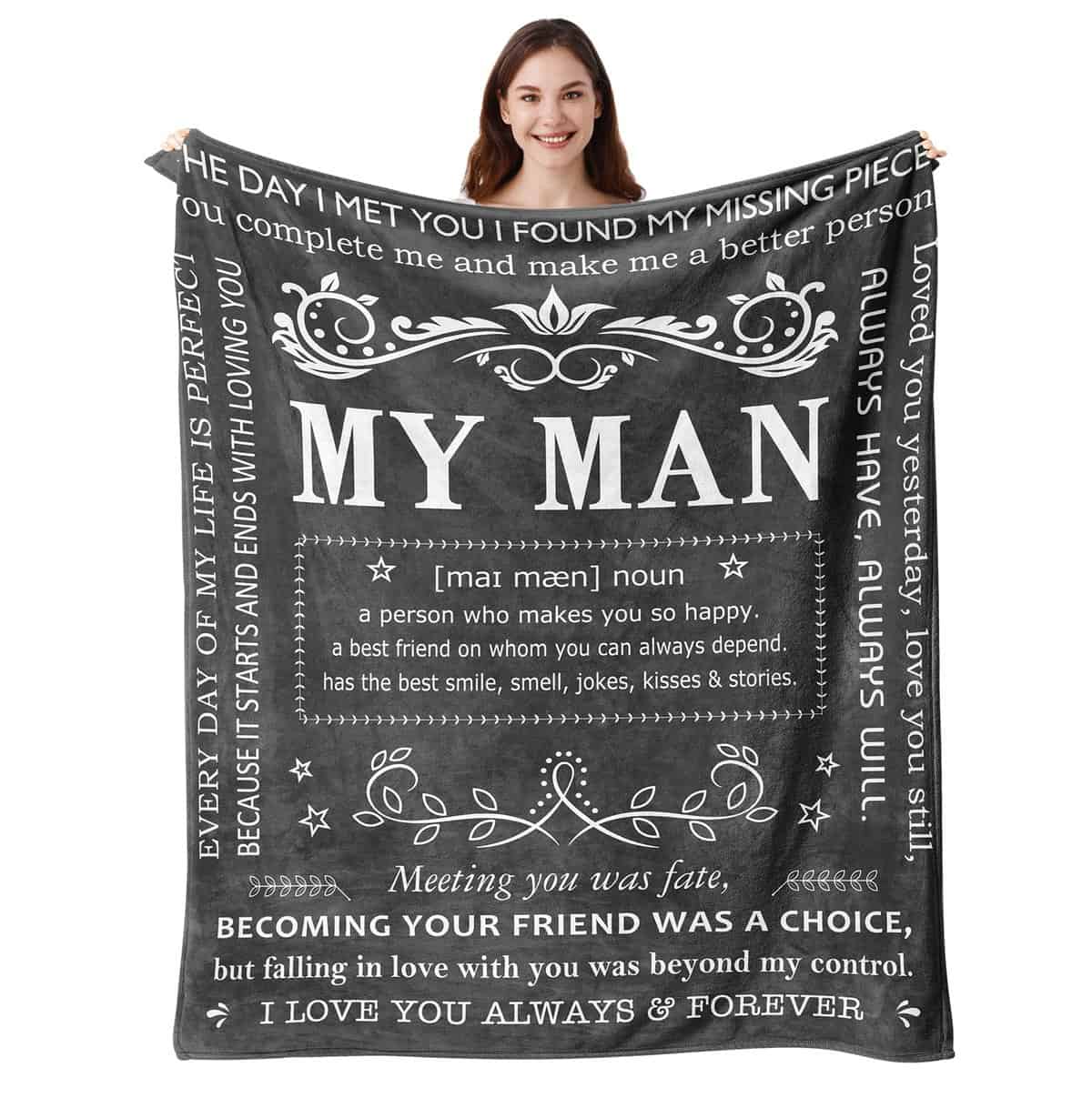 Vuinezo Anniversary Throw Gifts for Him, Gifts for Boyfriend Husband, Husband Boyfriend Gifts Blanket 50"X60", Christmas/Valentine's Day Gifts for Him, Boyfriend Birthday Gift Ideas, I Love You Gifts for Him