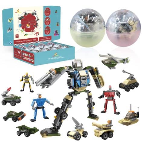 12-in-1 Robot Building Blocks – Perfect party favors, goodie bag fillers, stocking stuffers, birthday or classroom prizes.