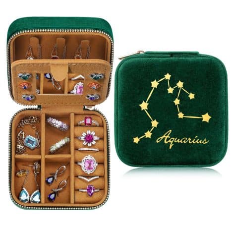 Customized Zodiac Jewelry Travel Case for Women – Unique Gifts for Aquarius Sisters, Moms, and Friends