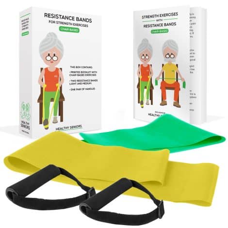 Senior Chair Workout Kit – includes resistance bands, handles, exercise guide. Perfect for elderly fitness, therapy, and home use.