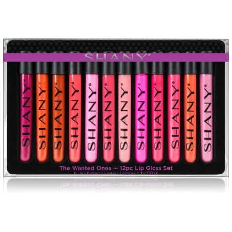 SHANY’s Essential 12 Lip Gloss Set enriched with Aloe Vera and Vitamin E offers desired beauty.