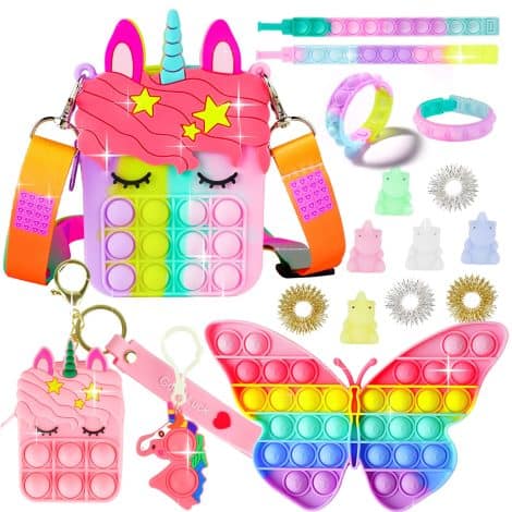 Unicorn Rainbow Mini Crossbody Bag: Perfect gift for girls aged 3-12, ideal as a Christmas stocking stuffer!