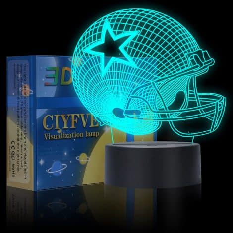 3D Baseball Helmet Night Light – USB Powered LED Lamp with Touch Switch, Perfect Gift for Kids.