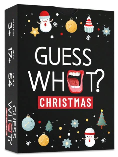 Christmas Card Game Guess What – Fun adult holiday party game, perfect for stocking fillers and Secret Santa gifts.