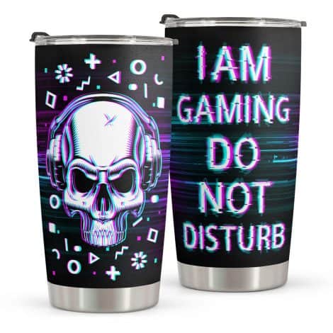 Macorner Gamer Gifts – 20oz Stainless Steel Skull Tumbler for Men – Perfect Birthday or Christmas Gift!