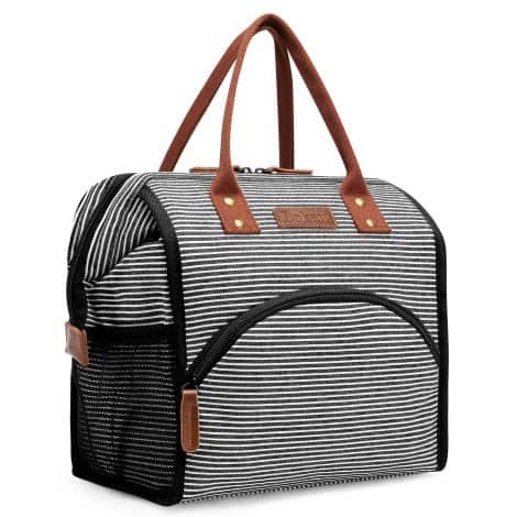 LOKASS Striped Lunch Bag: Keep your food fresh and drinks secure with this spacious, durable insulated tote. Perfect for work or outdoor activities.