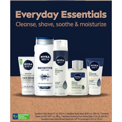 NIVEA MEN Sensitive Skin Complete Skin Care Set, 5-Piece Collection – Perfect for American guys!