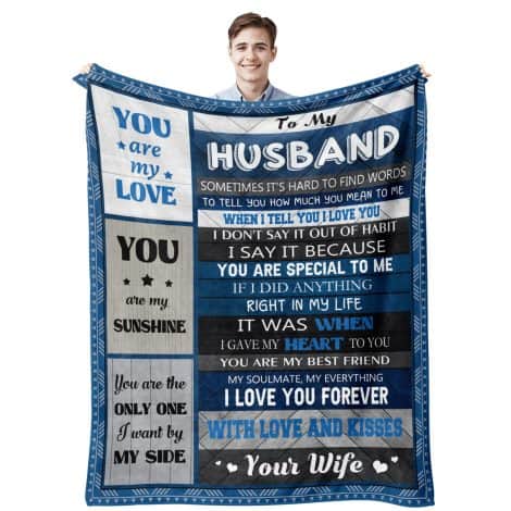 Cozy and Personal Husband Gifts: Customizable Quilazy Blanket – Perfect Anniversary, Birthday, or Wedding Gift for Him.