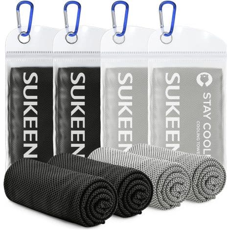 Sukeen Cooling Towel – Stay cool during workouts with this 40″x12″ microfiber towel for athletes. Ideal for yoga, gym, golf, running, and fitness.