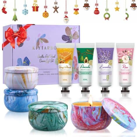 Women’s Gift Baskets: Distinctive Candle & Hand Cream Sets for Christmas, Birthdays, Sisters, Moms, Coworkers, Friends.