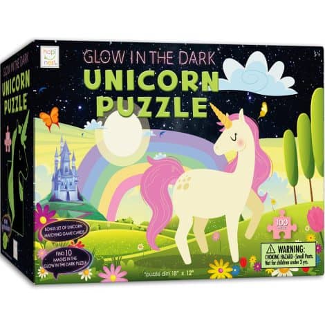 Glow-in-The-Dark Unicorn Puzzle by Hapinest – Perfect gift for kids aged 5-12!