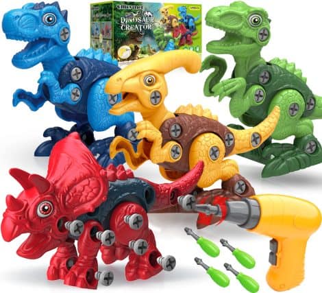 Dino Playtime Set: STEM Building Toys, Perfect Gift for Boys 3-7 Years Old, Includes T-Rex & Triceratops!