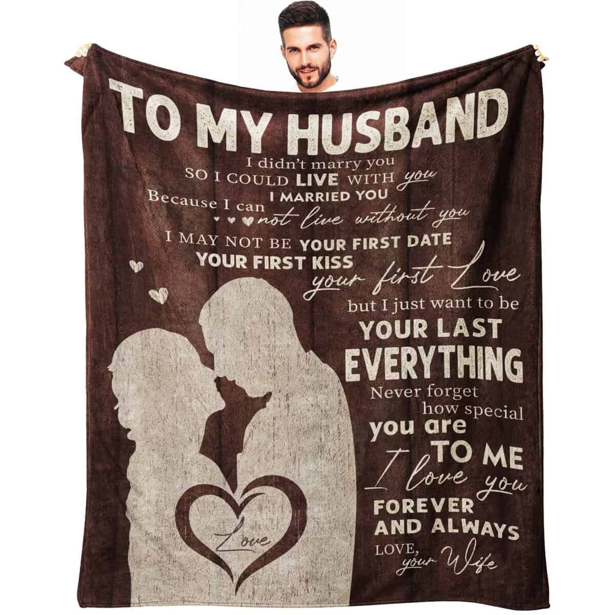 Sbangtu Christmas Husband Gifts, Gifts for Husband Blankets 60"x50", Husband Gifts from Wife, Birthday Xmas Gifts for Husband, Anniversary Wedding Gifts for Him, I Love You Gifts for Him Throw Blankets