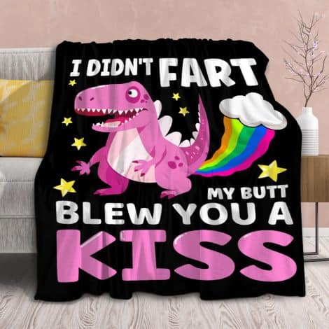 Funny Dino Throw Blanket – Adorable, cozy gift for men, women, teens. Perfect for bed or couch!