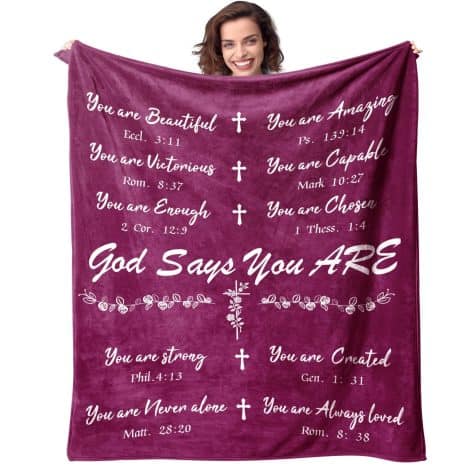 Religious Gifts for Her: Blessed Blanket – a cozy throw for prayer, faith, and inspiration – 50″x60″.