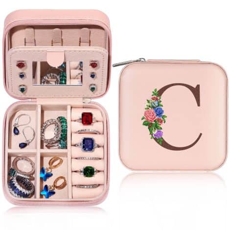 Yesteel’s Travel Jewelry Organizer: The Perfect Christmas Gift for Women, with Vacation Essentials! Ideal for Mom, Grandma, or Her Initial!