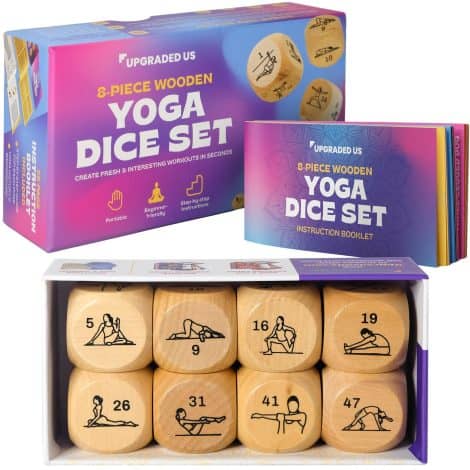 Wooden Yoga Dice Set with Cardboard Storage Box – Unique Yoga Accessories and Fun Gifts for Women.