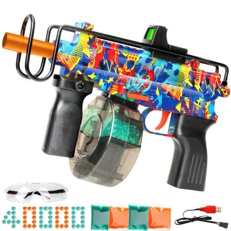 Rechargeable Water Bead Blaster: Full Auto SMG Drum for Gel Ball Shooting, Outdoor Pistol Toy for teens & adults.