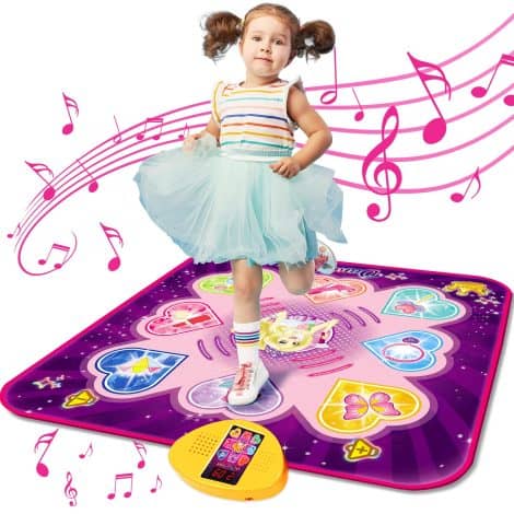 KIZZYEA Dance Mat: Fun music pad with multiple game modes, colorful lights, adjustable volume – perfect gift for girls.