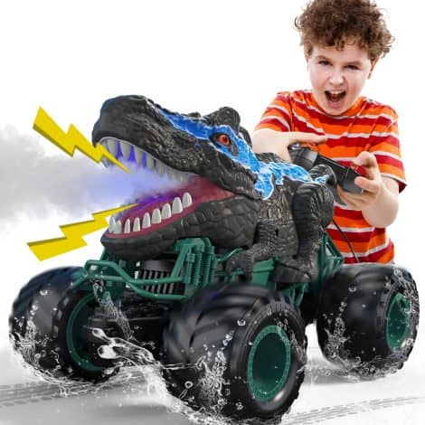 Bennol 2.4GHz Remote Control Dinosaur Car Trucks Toys: Lights, sounds, spray action – the perfect gift for boys.