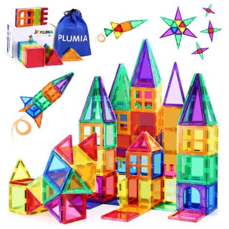 PLUMIA Magnetic Building Blocks: Fun STEM Toys for 3-year-old Boys and Girls, Enhancing Learning and Creativity.