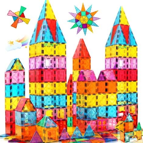 3D Magnetic Building Blocks Set- Paradise Tiles for Kids, promoting creativity and imagination. Perfect for Christmas and birthdays! 60 pieces.