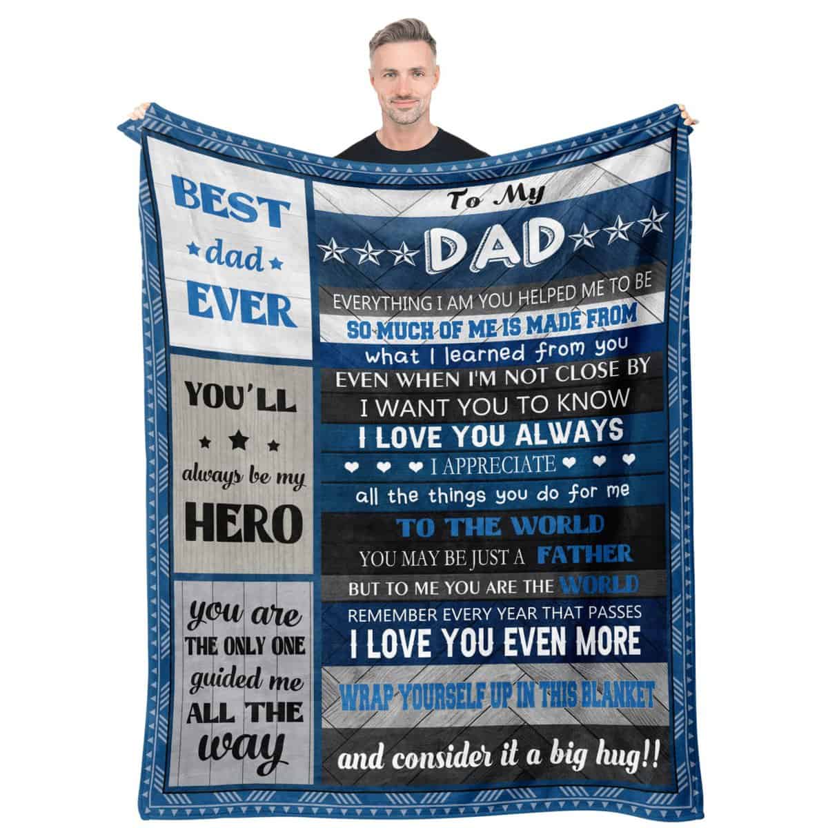 Quilazy Gifts for Dad, Dad Gifts, Dad Birthday Gift Blanket, Birthday Gifts for Dad Who Wants Nothing, Gift for Dad, Dad Gift, Dads Birthday Gifts Ideas, Best Dad Ever Gifts Blanket 60''x50''