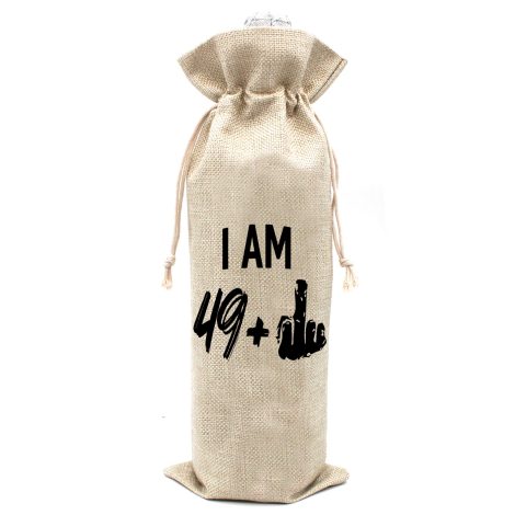 Celebrate turning 50 with style! Get the personalized ukebobo 49 + 1 Middle Finger wine bag. Perfect gift for men or women.