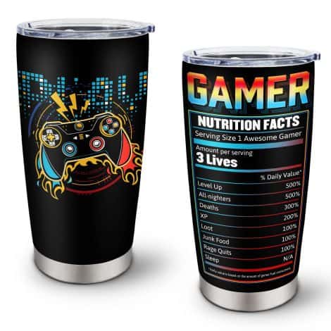 Gaming enthusiasts will love this sleek and durable stainless steel tumbler from DOAKIZZ. Perfect for gamers!