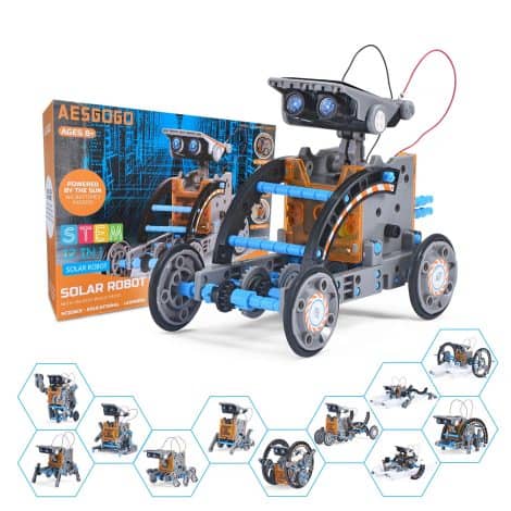 STEM Projects 12-in-1 Creation Solar Robot Kit: Fun educational DIY building robotics kit for kids 8-15.