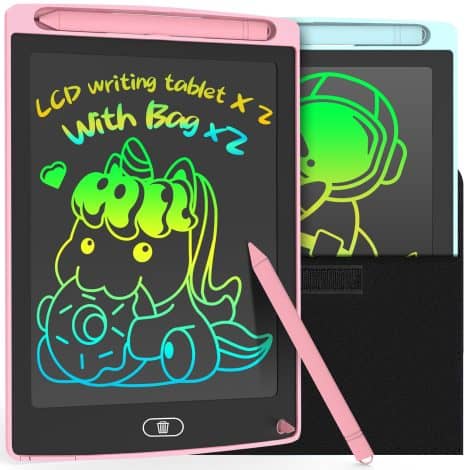 2 LCD Writing Tablets with Bags – Perfect educational and fun gift for boys and girls aged 3-6.