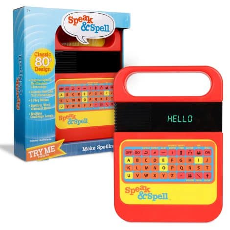 Retro Speak & Spell: Fun educational handheld game for kids, helping improve spelling skills, suitable for ages 7 and up.