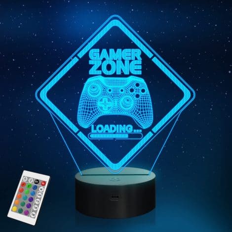 Gamer-themed Night Light: 3D Illusion Lamp with 16 Color-changing options, Touch & Remote Control – Perfect gift for gamers!