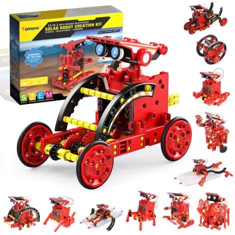 Tomons Solar Robot Kit: a versatile STEM robot building set for kids 8-12 and up, powered by solar energy.