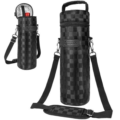 opux Wine Bag in Black Squares – Stylish, Insulated Carrier for Wine, Perfect for Travel, Picnics, and Beach.