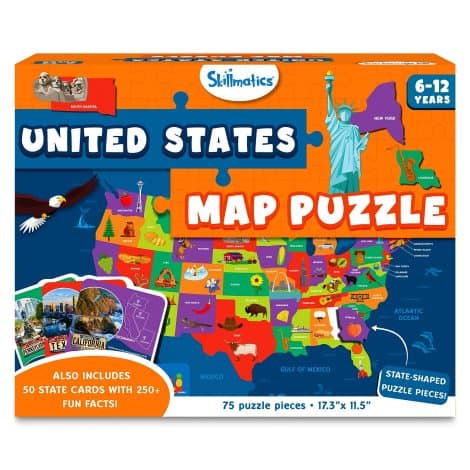 Skillmatics USA Map Puzzle: Learn about the 50 states with 250+ facts. Perfect gift for kids 6-12.