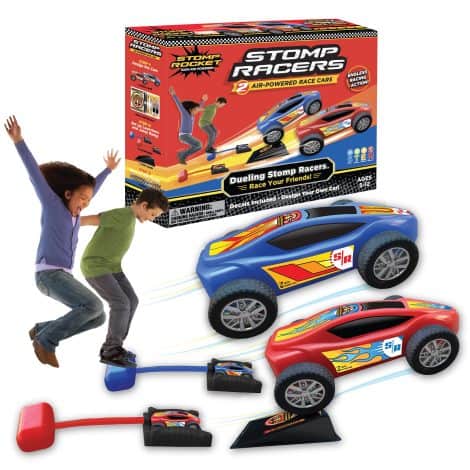 Stomp Rocket’s Stomp Racers: Dual Car Launcher for kids, includes 2 race cars and launch pads. Ideal toy for boys and girls age 5+. Enjoy indoor and outdoor active play!