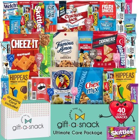 Holiday Christmas Snacks Gift Box + Greeting Card – 40 delicious treats for your Xmas stockings and sweet cravings!