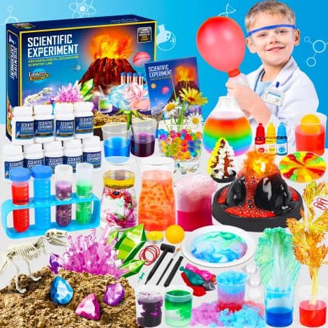 Kuovei Science Kit: Engaging STEM Learning, 100 Experiments, Scientist Costume. Perfect Birthday Gift for Boys & Girls!