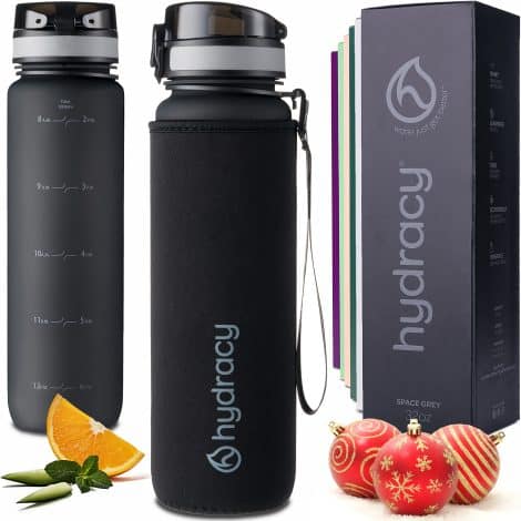 Hydracy 32 oz Inspiring Water Bottle, 1 Liter Water Jug, Non-Spill Lid, Gym-friendly, Infusion Option, Perfect Gift!