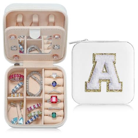 Customizable Jewelry Box for Women and Girls – White Fashionable Box for Rings, Earrings, and Beach Vacation Must-Haves.