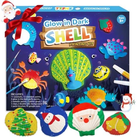 Arts & Crafts Kits with Glow-in-the-Dark Real Shells for Boys and Girls, Ideal for Ages 4-12.