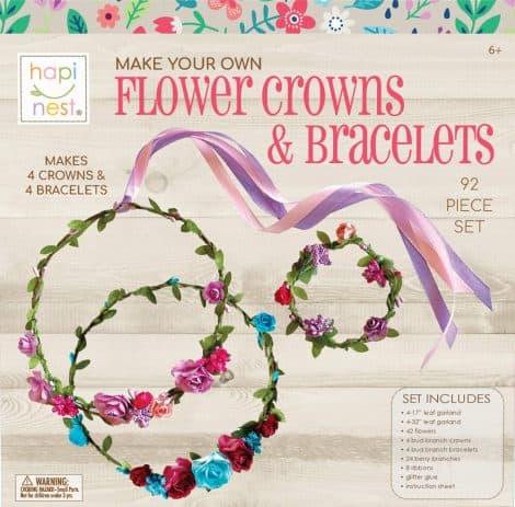 Hapinest Craft Kit for Girls: Create Your Own Flower Crowns and Bracelets, Perfect for Ages 6-10+!