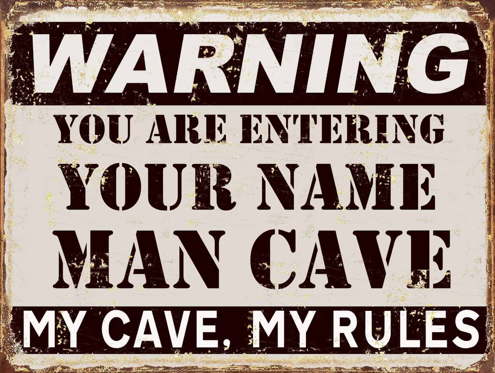 SHAWPRINT Personalised Customised Man cave Sign Metal TIN Plaque Retro Novelty Gift pub bar shed bedroom (10" x 8" (267mm x 200mm))