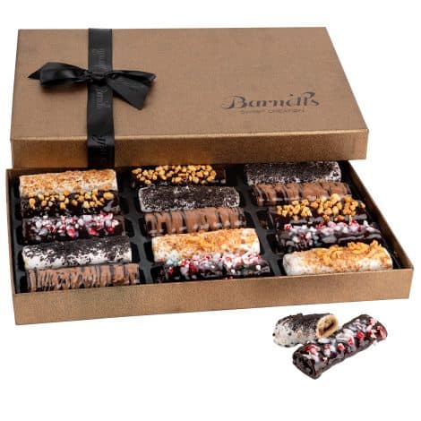 Barnetts Holiday Chocolate Gift Basket, 15 Chocolate Crepes Cookies, Assorted Covered Cookies, Gourmet Candy Box