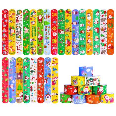 MGparty 72-piece Christmas slap bracelets – Fun gifts for kids, great for Xmas parties and stockings.