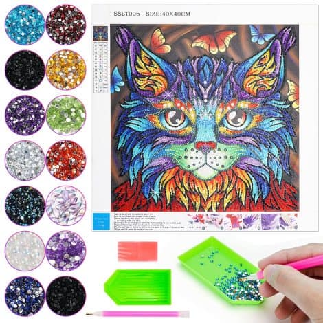 Tateangnik Diamond Dots Painting Kits: Cute Cat Crystal Gem Art for Kids, Perfect Christmas Gifts for Teens and Friends.