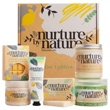 Nurture by Nature Relax & Uplift Pamper Spa Kit – Organic Self Care Set for Women. Perfect gift for birthdays and Mother’s Day. Enjoy an at-home spa experience with bath salts, bath bombs, and a candle.