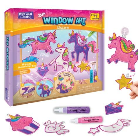 Paint a magical unicorn on your window with the Imagimake Window Art Kit – perfect gift for girls!